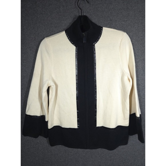 Dana Buchman Sweaters - Dana Buchman Womens M Merino Wool Cardigan Sweater Jacket Zip Chic‎ Old Money